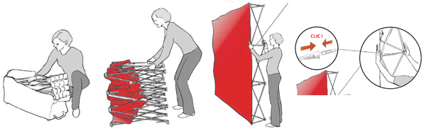 Montage du stand parapluie tissu droit 5x3